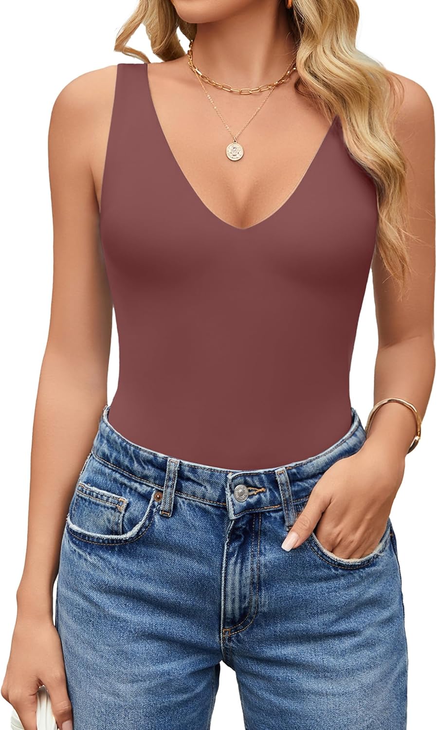 Avidlove Women's Sexy Plunge Deep V Neck Bodysuit for Outings