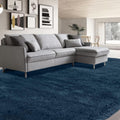 Large Rug for Living Room 10x12 Navy Blue - Soft Plush Shag Rug