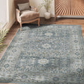 jinchan Area Rug 6x9 Washable Vintage Distressed Gray Multi Floral
