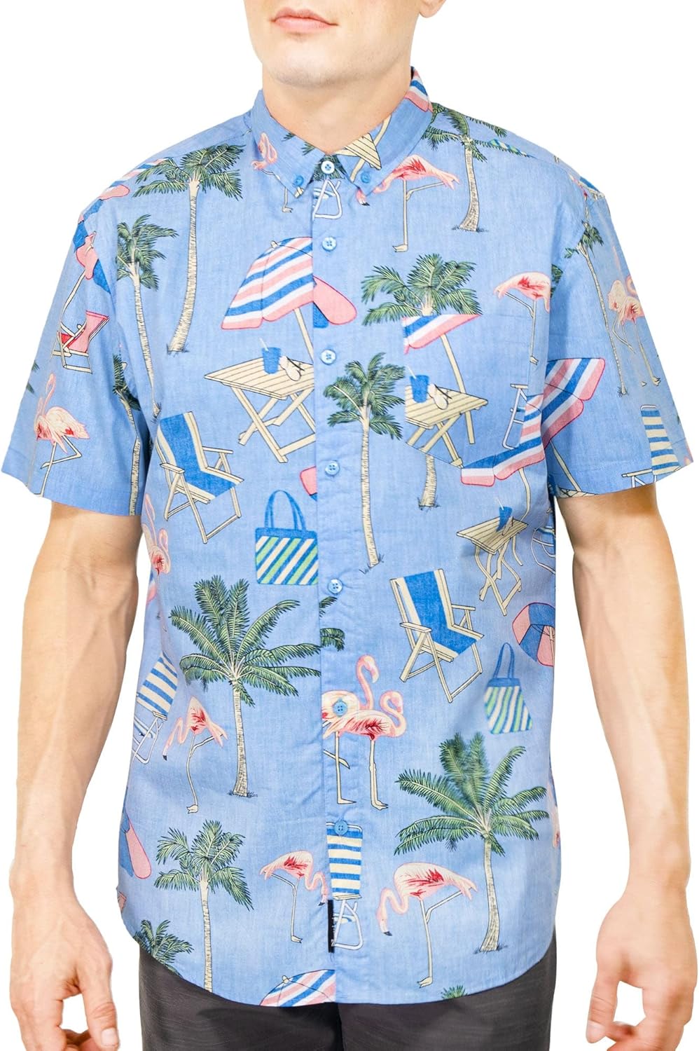 Mens Short Sleeve Button Down Novelty Print Shirts for Summer