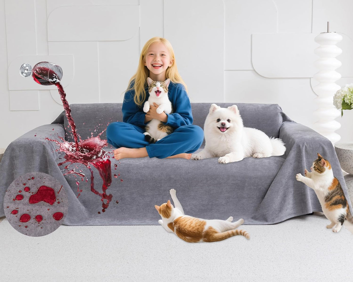 Loiion Couch Covers for 3 Cushion Couch - Pet Friendly Protector
