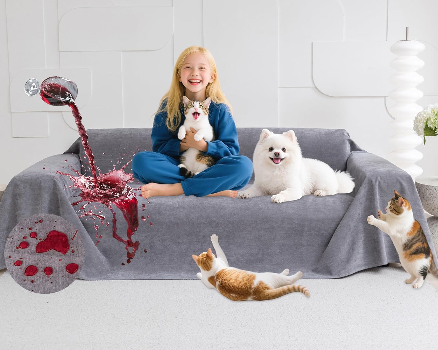 Loiion Couch Covers for 3 Cushion Couch - Pet Friendly Protector
