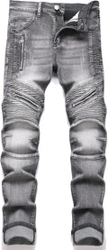 RXXKKK Men's Classic Zipper Biker Regular Fit Flex Jean - Durable Size