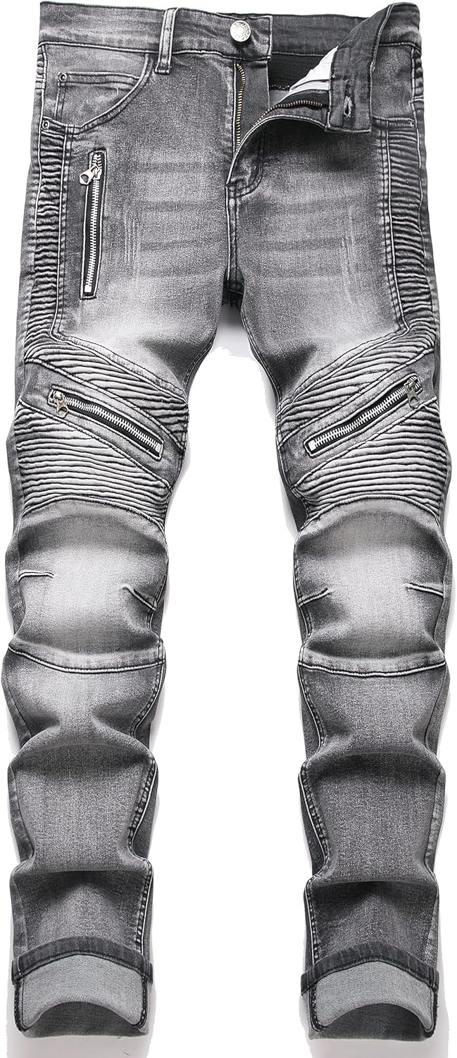 RXXKKK Men's Classic Zipper Biker Regular Fit Flex Jean Review