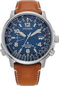 Citizen Eco-Drive Promaster Air Skyhawk Watch - Super Titanium, Atomic Timekeeping, Brown Leather Strap