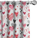 Valentine Heart Pattern Window Curtains 4-Panel Set - Lightweight