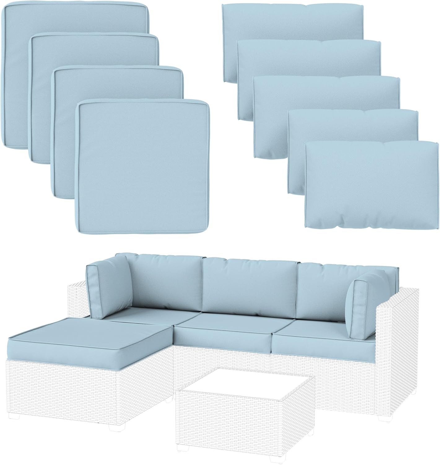 9 Pack Patio Cushion Covers for Outdoor Furniture Set Replacement