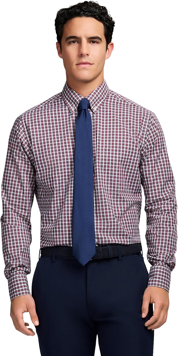 IZOD Men's Dress Shirt Regular Fit Long Sleeve Wrinkle Free Stretch