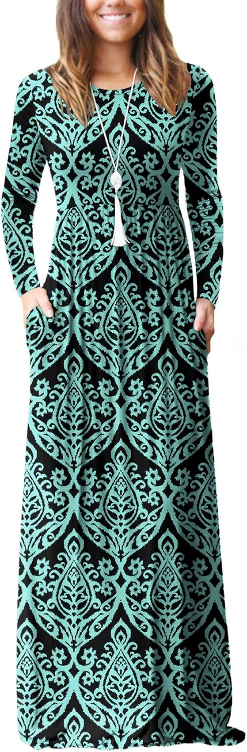 VIISHOW Women's Long Sleeve Maxi Dresses with Pockets for Casual Wear