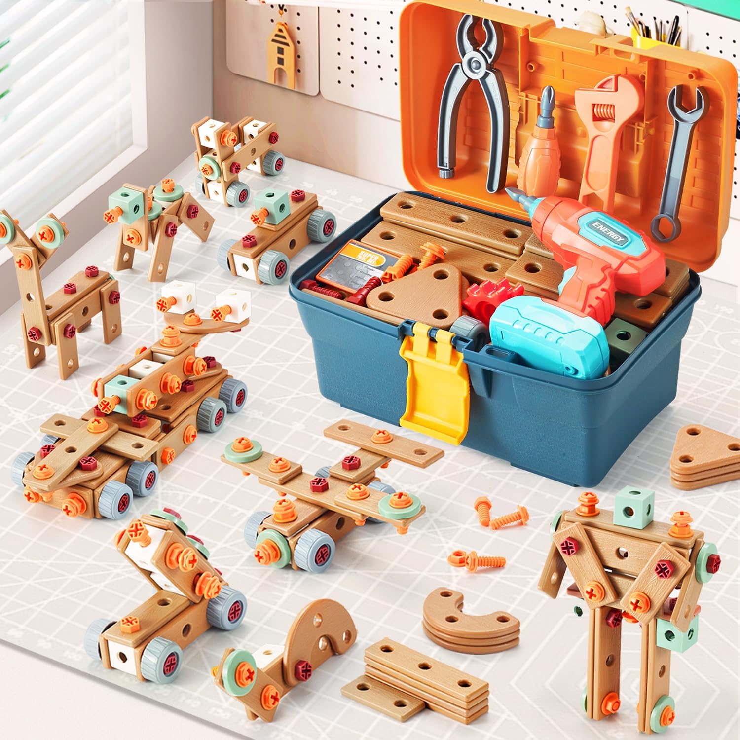 Kids Tool Set with Drill - 148 PCS STEM Building Toys for Fun