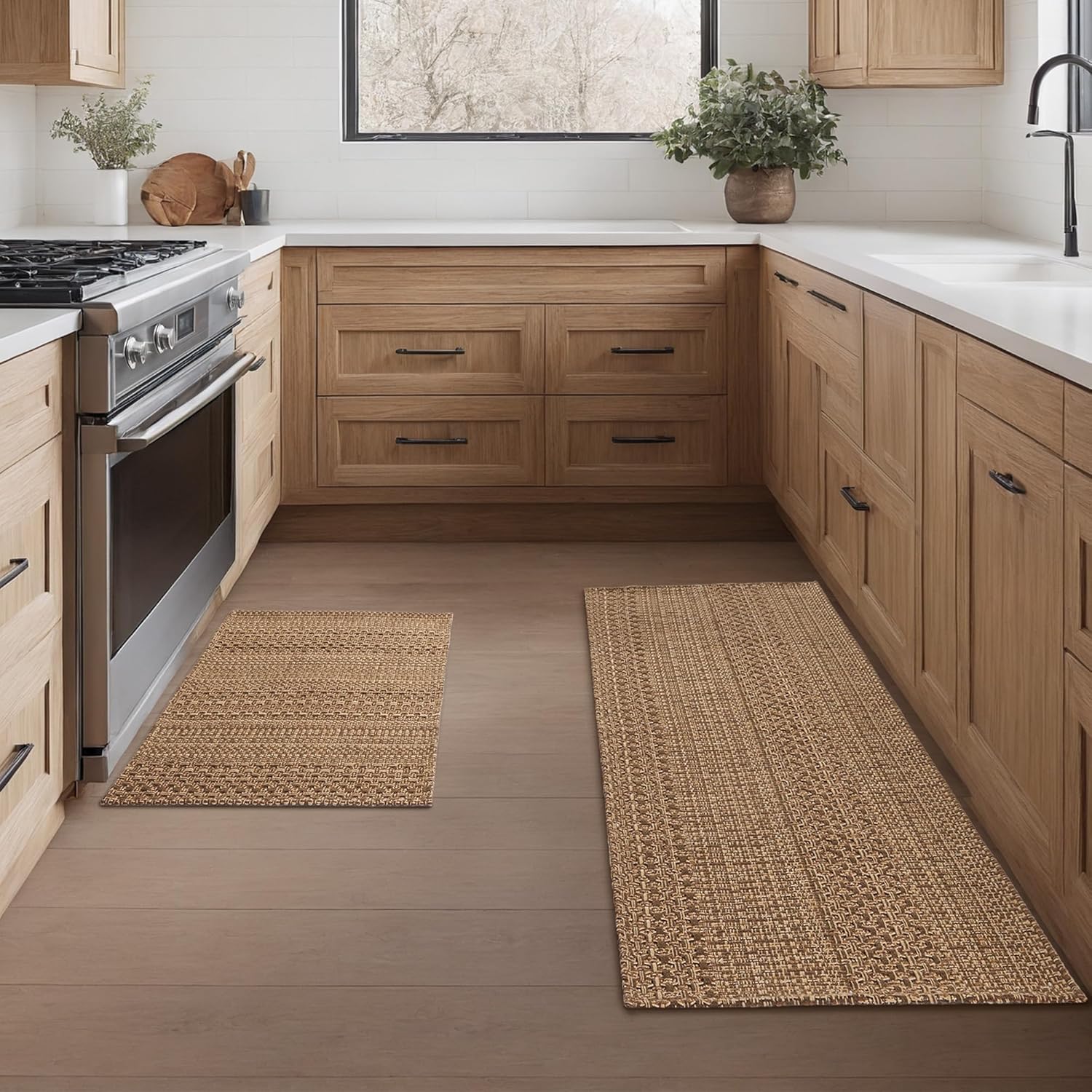 Kitchen Mats for Floor, Boho Style Non-Slip Rugs Set of 2