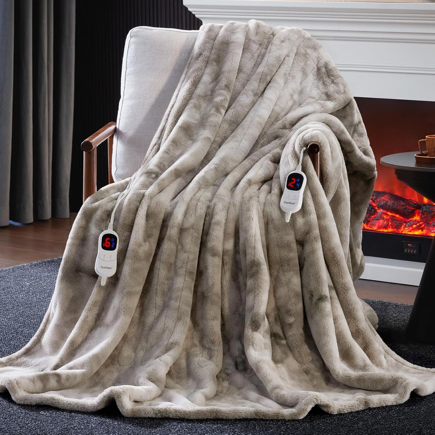 Guohaoi Heated Blanket Electric Throw with 10 Heating Levels
