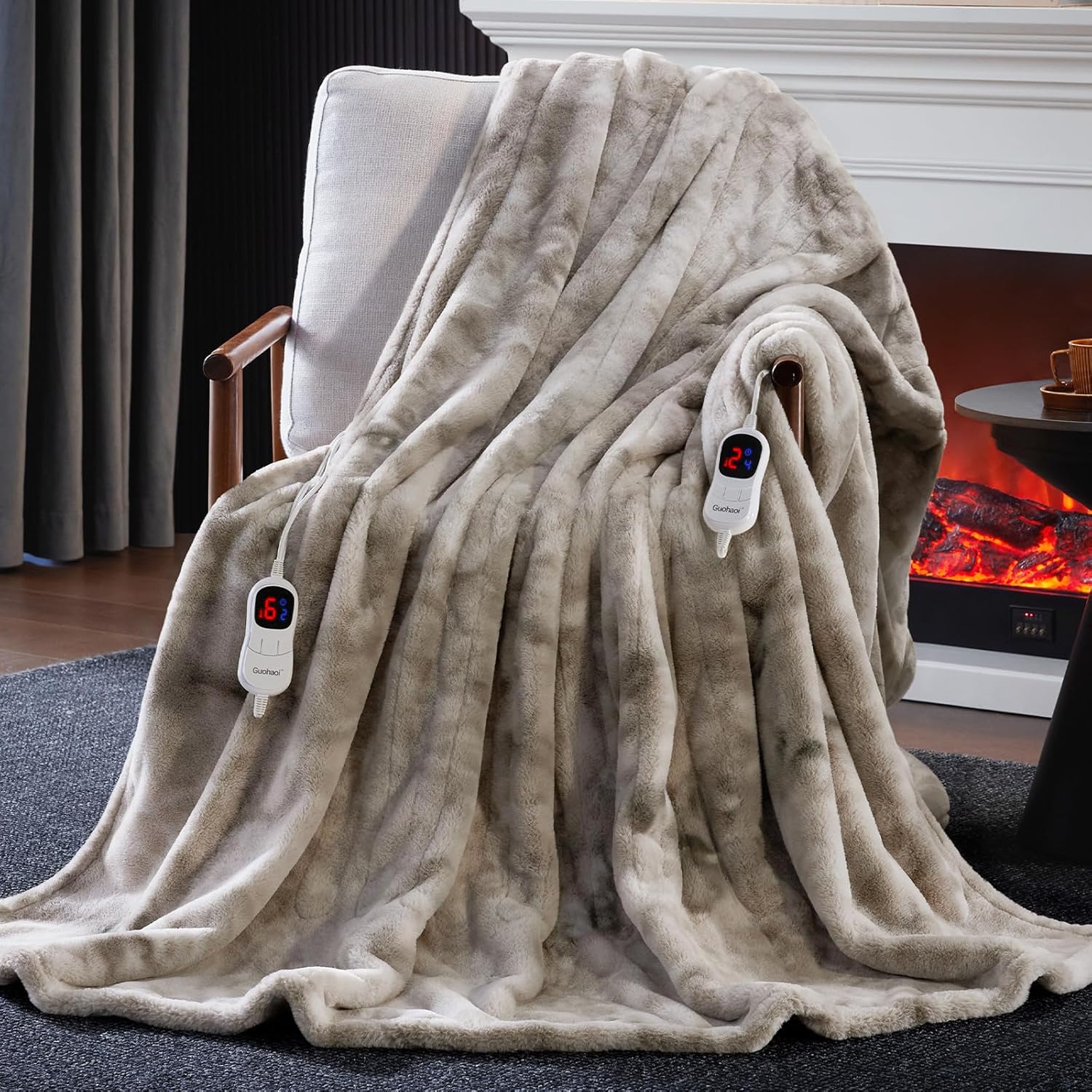 Guohaoi Heated Blanket Electric Throw with 10 Heating Levels