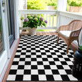 Seavish Checkered Rug 5x6.5 ft Black and White - Washable Reversible