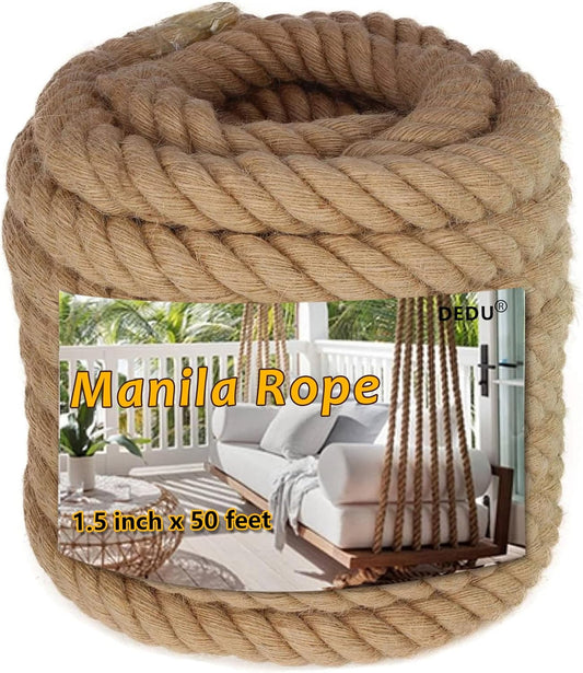 1.5 Inch X 50 Feet Treated Manila Rope for Various Uses