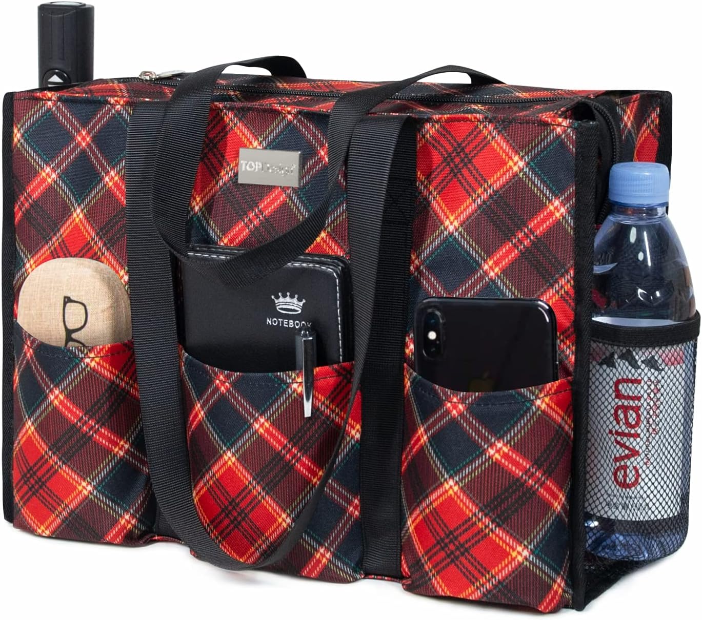 Utility Water Resistant Tote Bag with 13 Pockets for Women