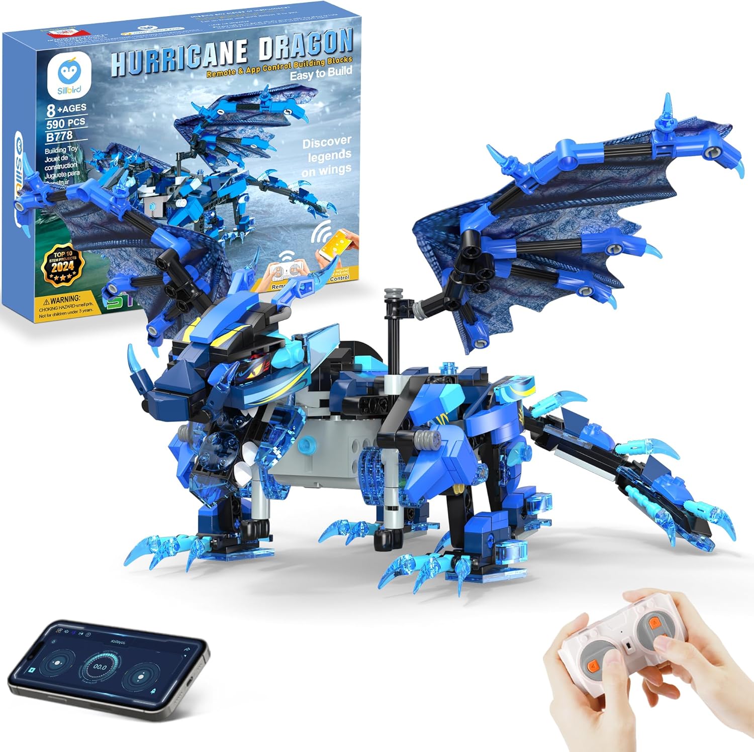 Sillbird Dragon Building Kit with Remote Control for Kids