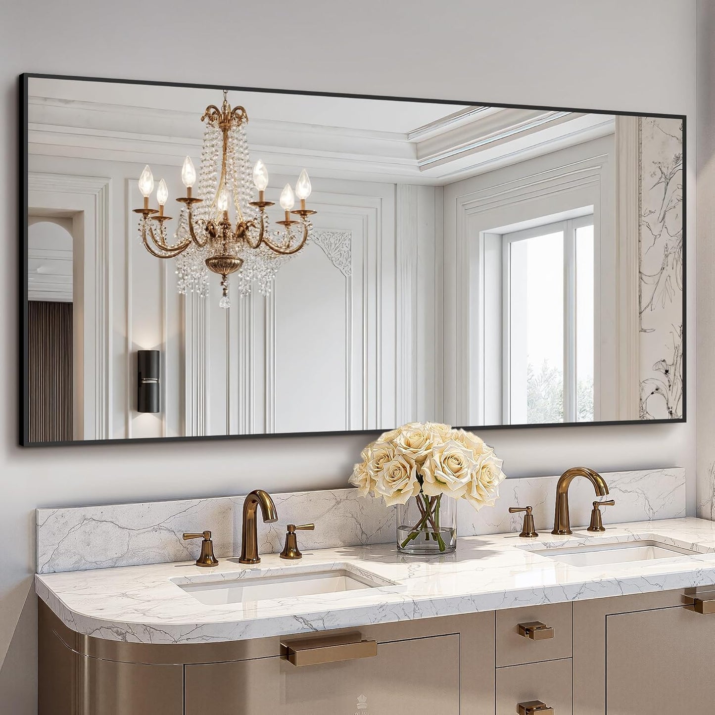 Bathroom Vanity Mirror for Wall - 60in x 36in Metal Frame