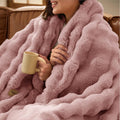 GentleSoft Fluffy Faux Fur Throw Blanket for Couch - Dusty Rose Cozy