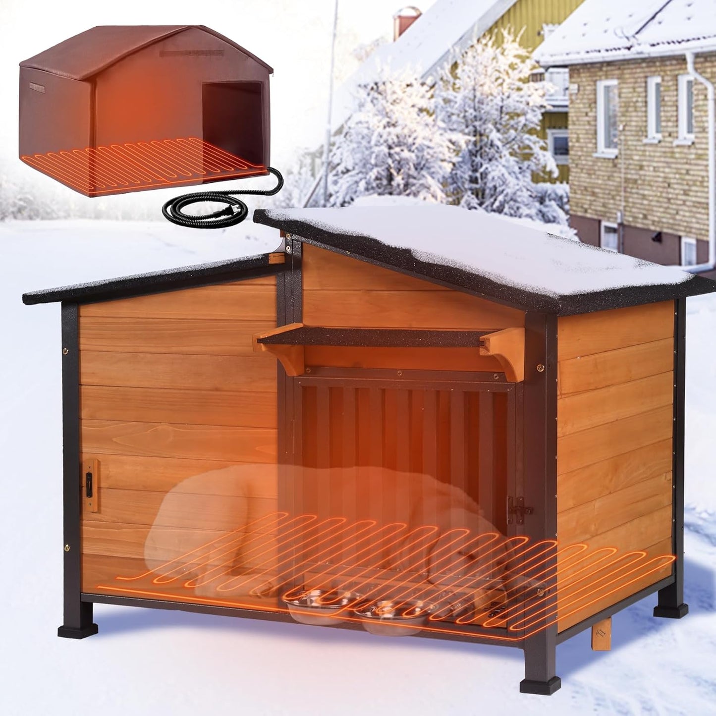 GUTINNEEN Heated Dog House Outdoor with Insulated Comfort