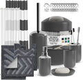 Clara Clark Bathroom Accessories Set - 23PC Grey Shower Curtain Set