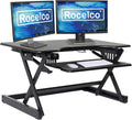 Rocelco Height Adjustable Standing Desk Converter - Dual Monitor Gas Spring Assist