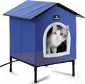 Elevated Heated Cat Houses for Outdoor Cats - Weatherproof Winter