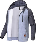 Satankud Men's Jacquard Plaid Zipper Hoodie Sweatshirt Jacket 1