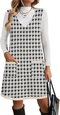 Sweater Vest Dress for Women V Neck Sleeveless Knit Pullover - Cozy