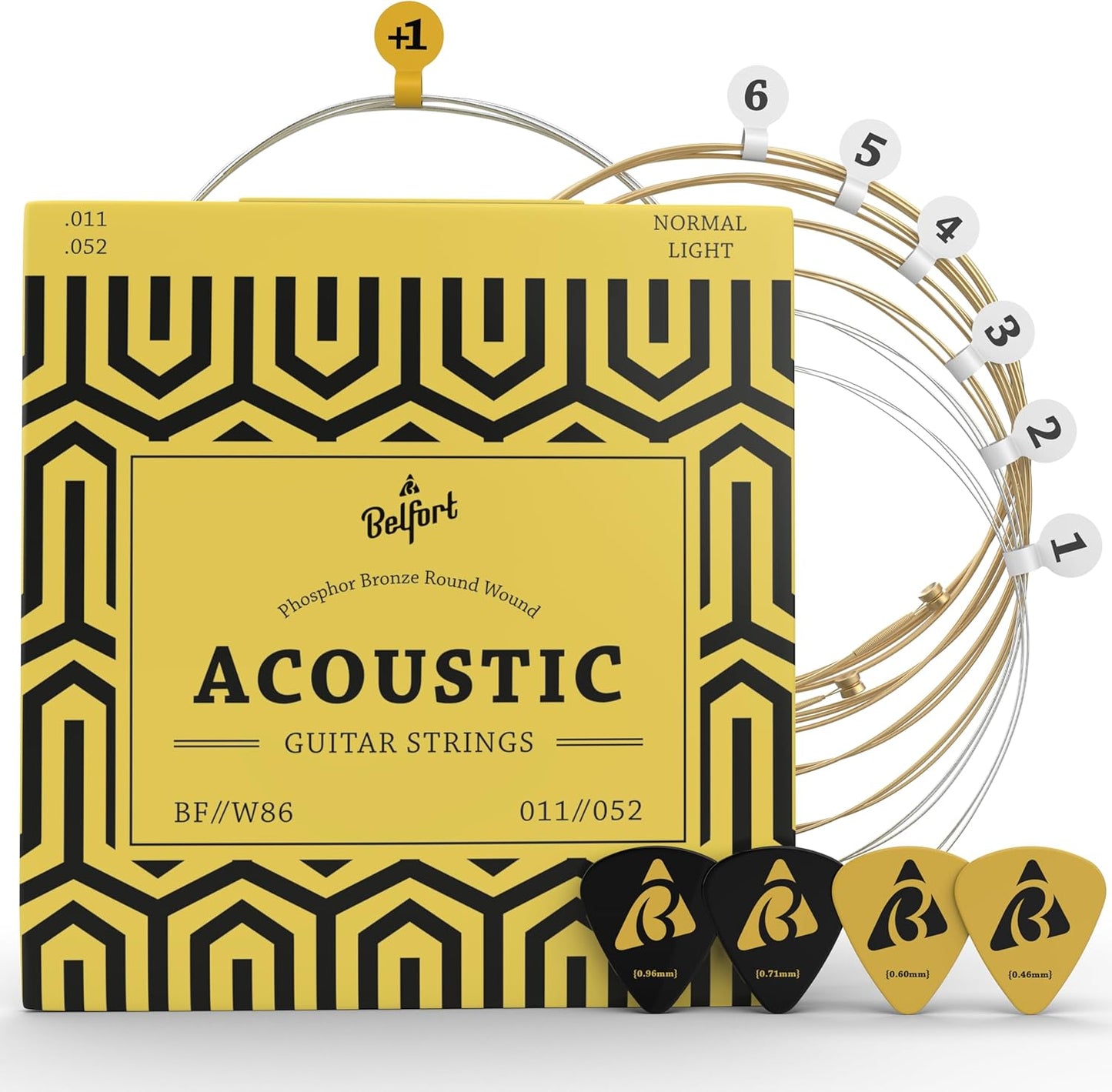 Belfort Premium Coated Phosphor Bronze Acoustic Guitar Strings - 6 Set + BONUS