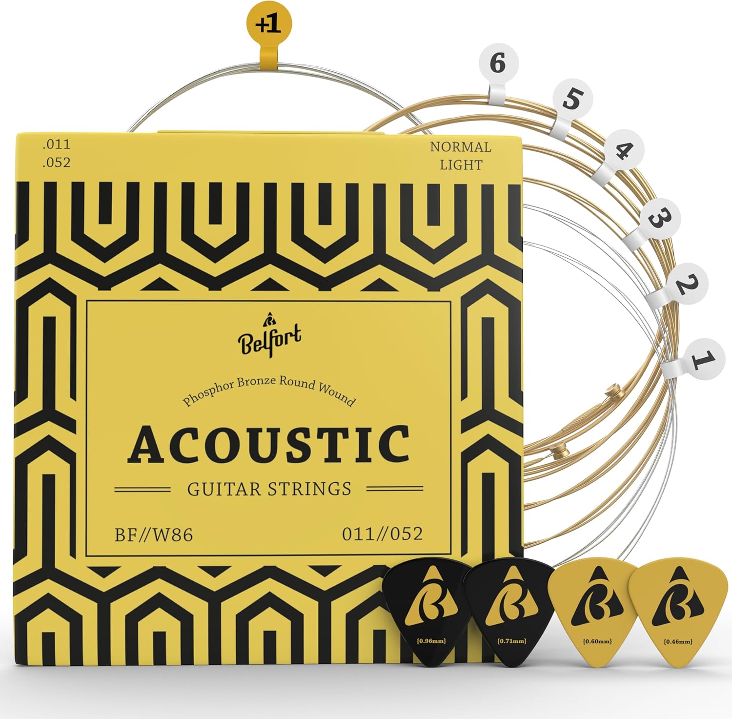Belfort Premium Coated Phosphor Bronze Acoustic Guitar Strings - 6 Set + BONUS