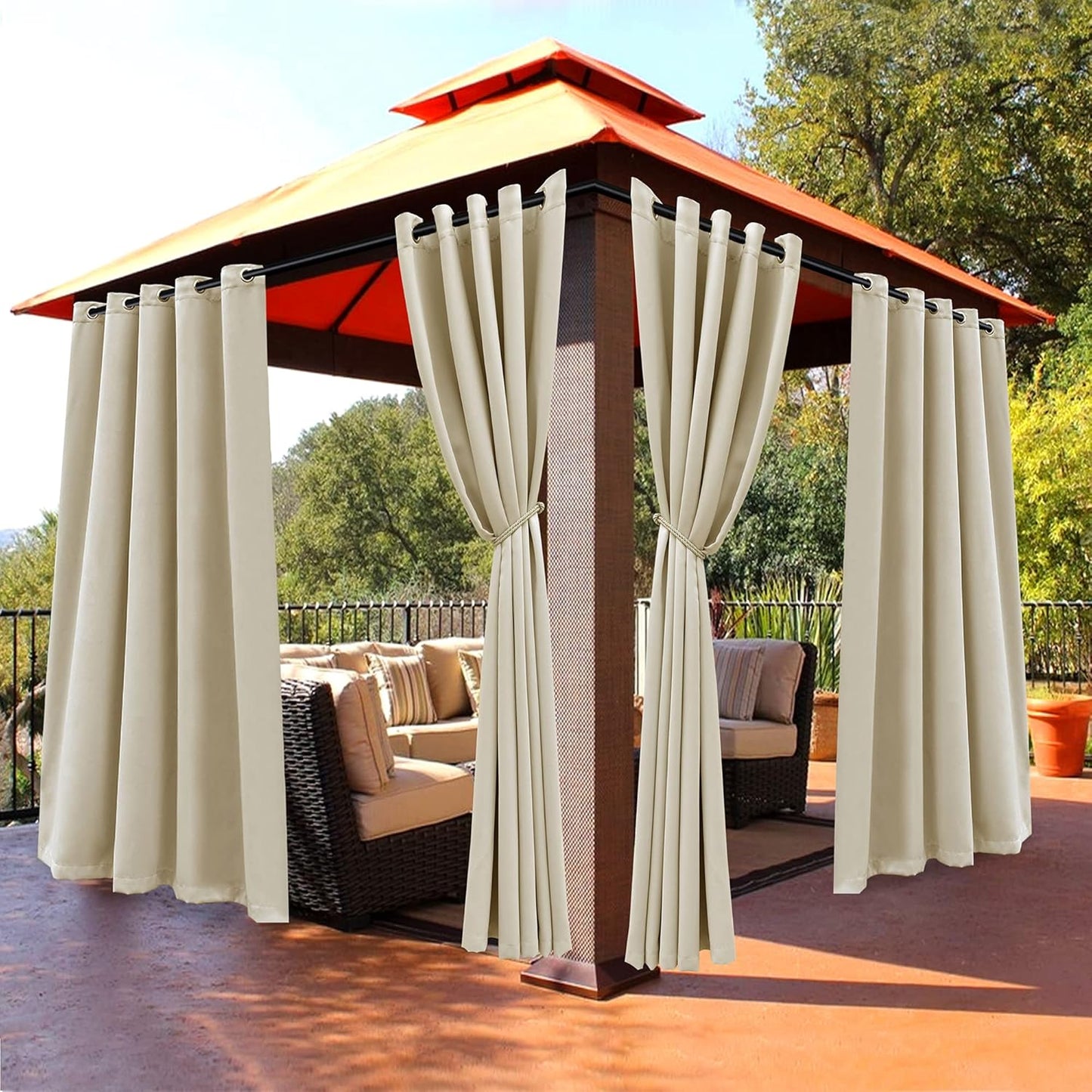 BONZER Waterproof Outdoor Curtains for Patio and Balcony Use