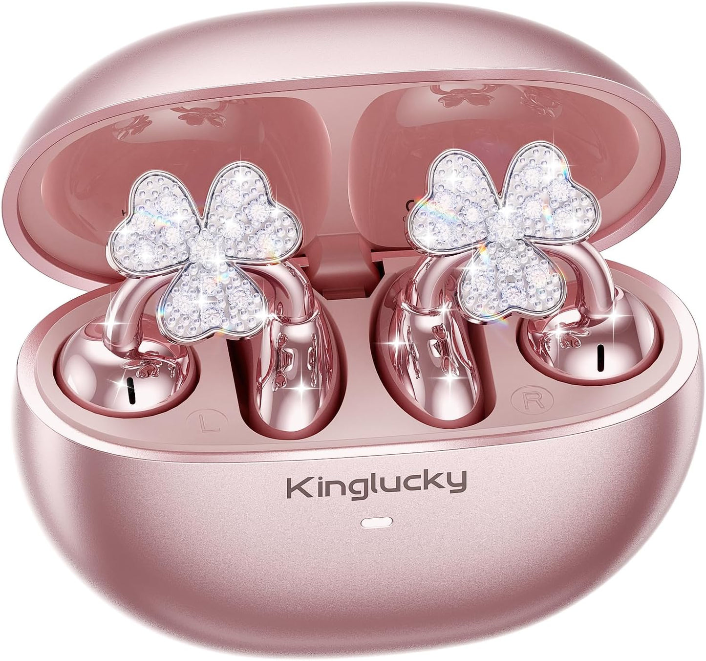 Kinglucky Clip-On Earbuds with Shamrock Earrings for Women