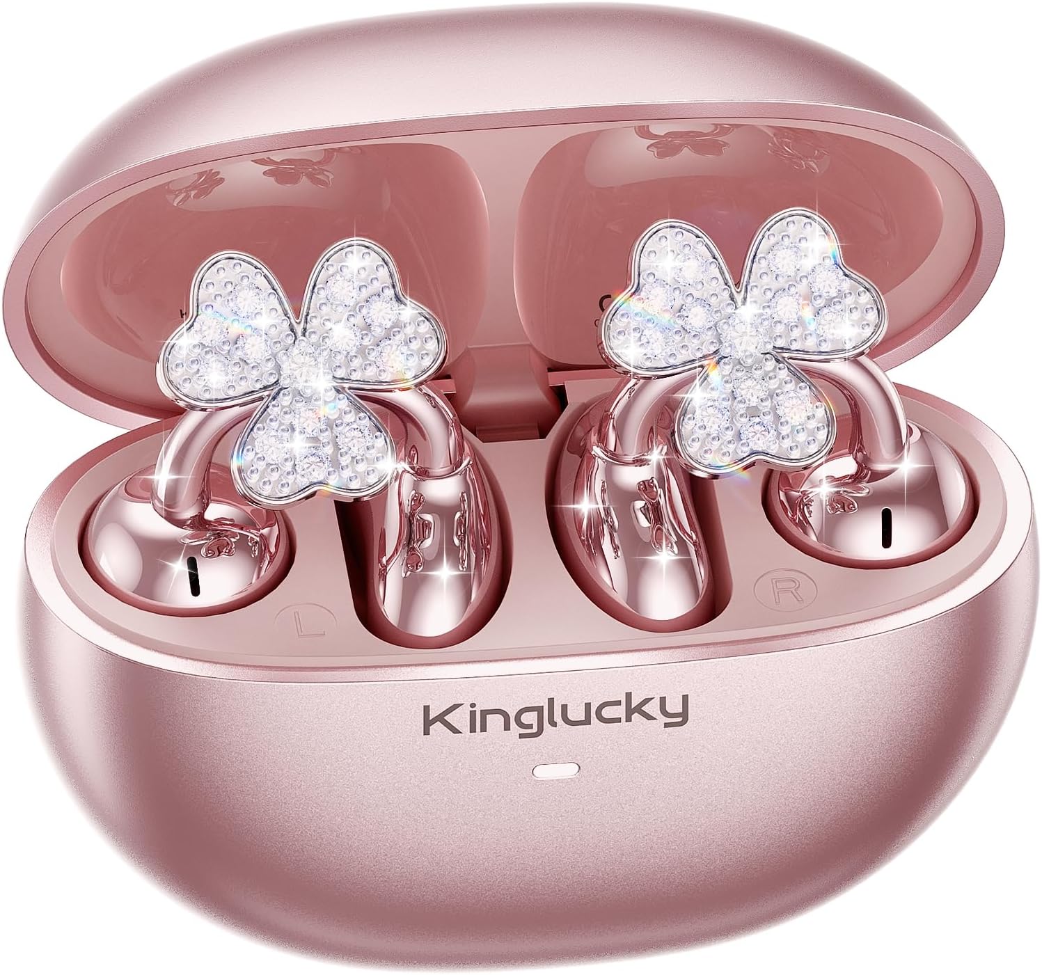 Kinglucky Clip-On Earbuds with Shamrock Earrings for Women