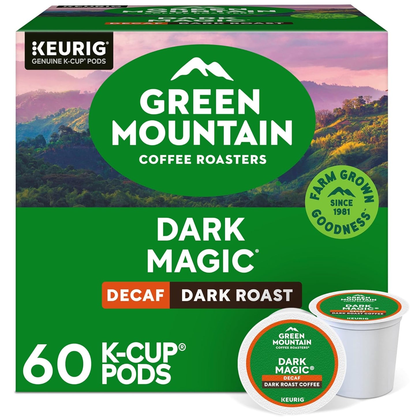 Green Mountain Coffee Dark Magic Decaf K-Cup Pods for Keurig