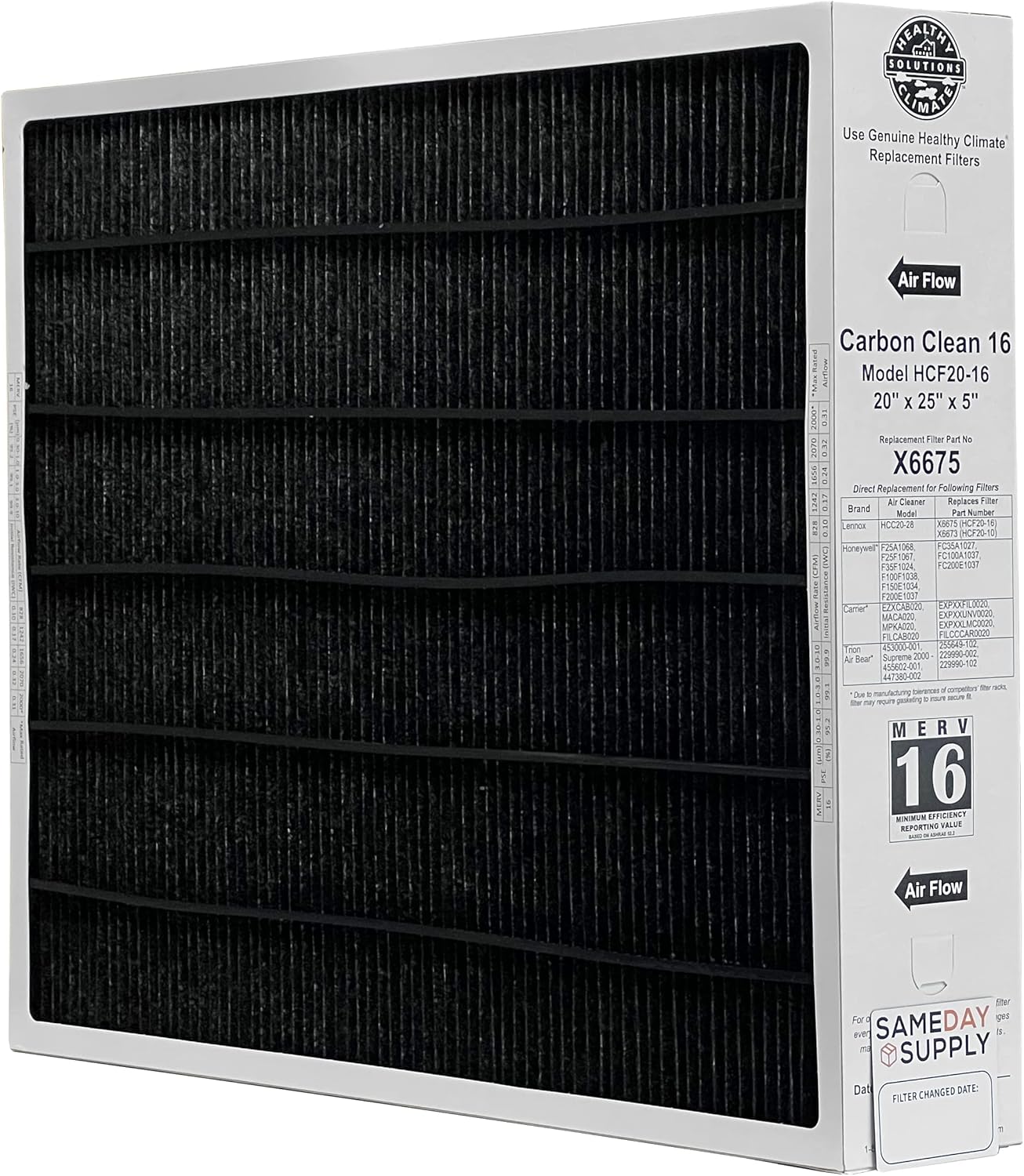 Lennox X6675 20x25x5 Healthy Climate MERV 16 Filter Bundle