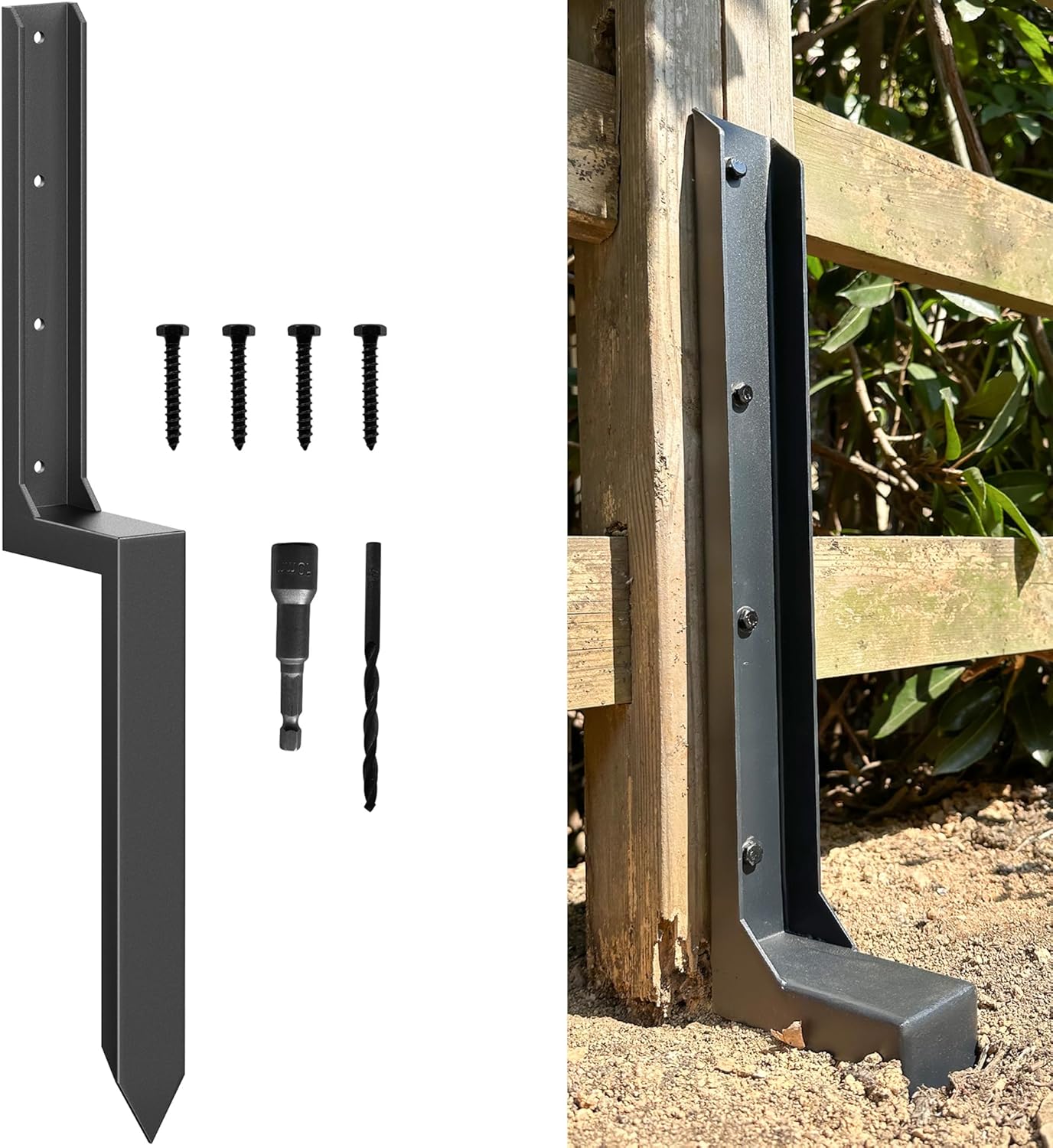 Fence Post Repair Kit for 4x4 and 6x6 Wood Posts Support