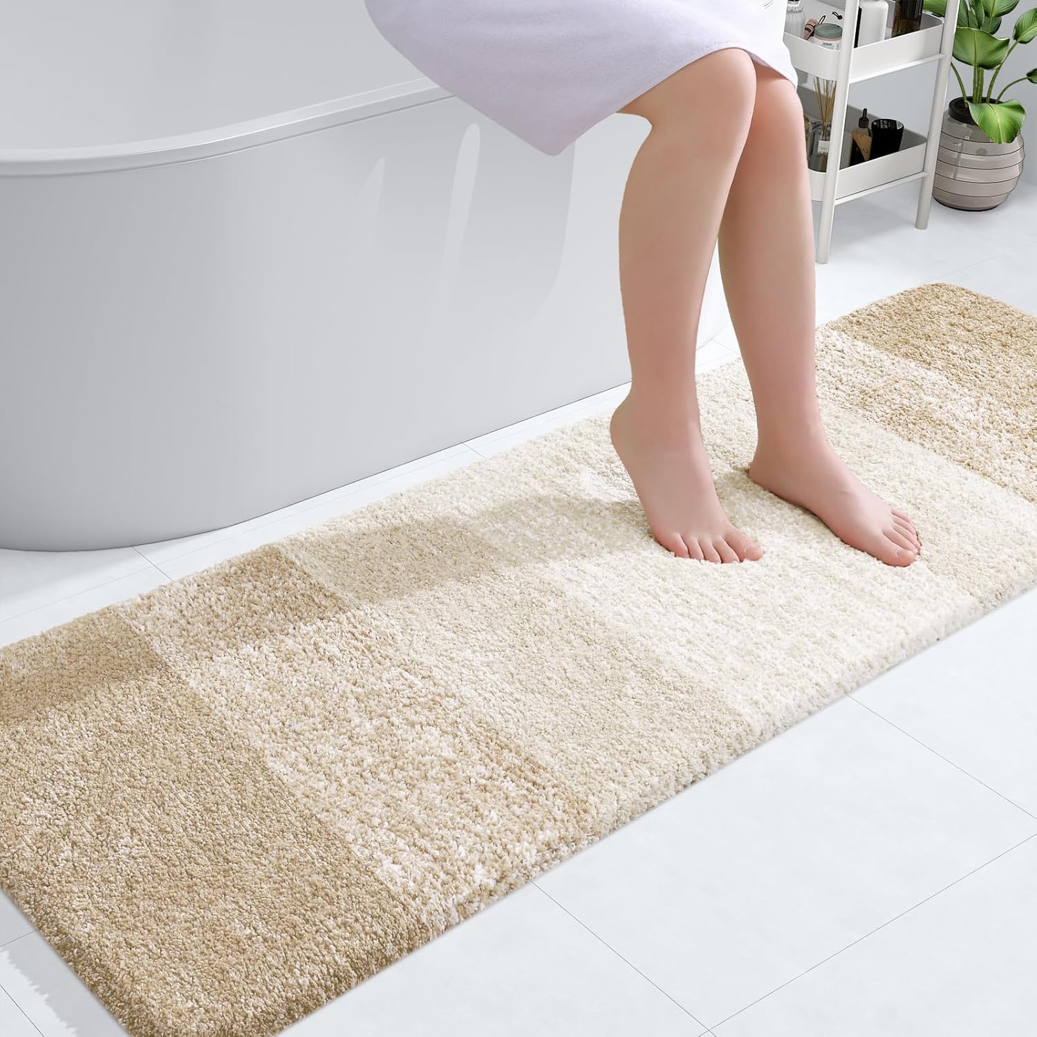 OLANLY Bathroom Runner Rugs 59x20, Soft Microfiber Bath Mats