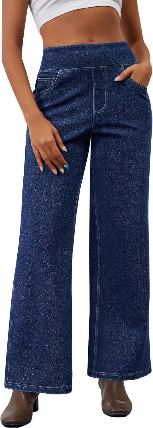 AVAMO Wide Leg Jeans for Women: Stretchy Pull On Comfort