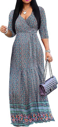 Yajedo Womens Casual Summer Maxi Dress Plus Size V Neck Sundress