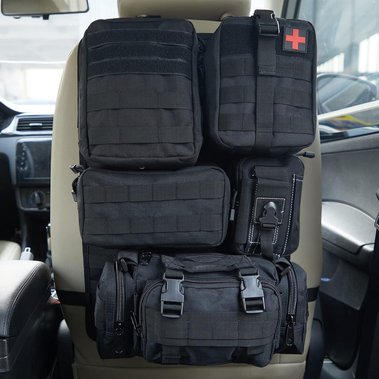 Universal Tactical Seat Back Organizer with Molle Pouches for Vehicles