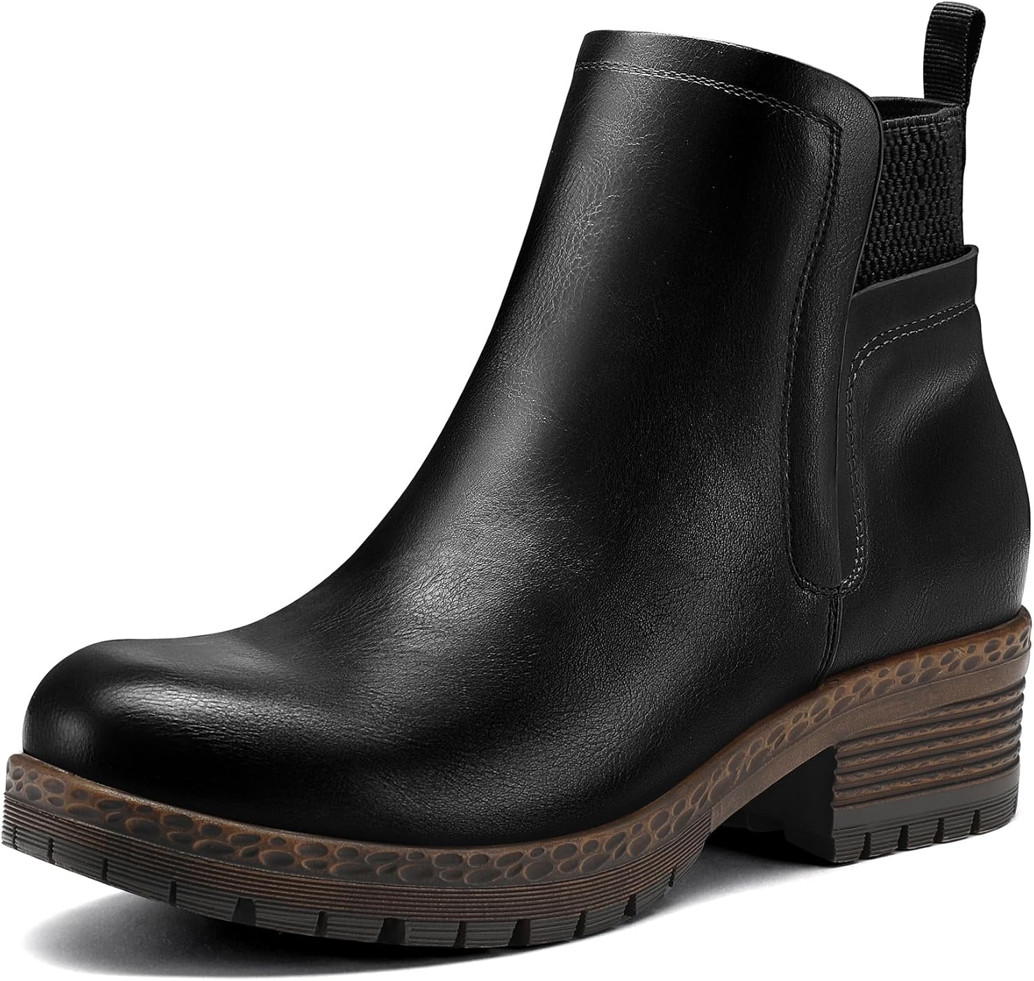 Stylish Women's Elastic Gore Chelsea Boots with Chunky Heel