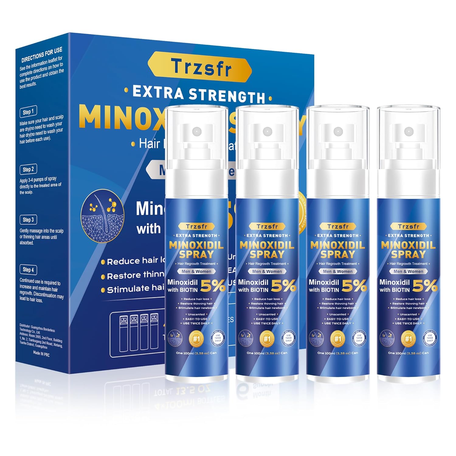 5% Minoxidil Hair Growth Serum for Men & Women - Extra Strength