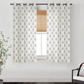 Grey Black Floral and Cream Beige Curtains 63 in - Light Filtering