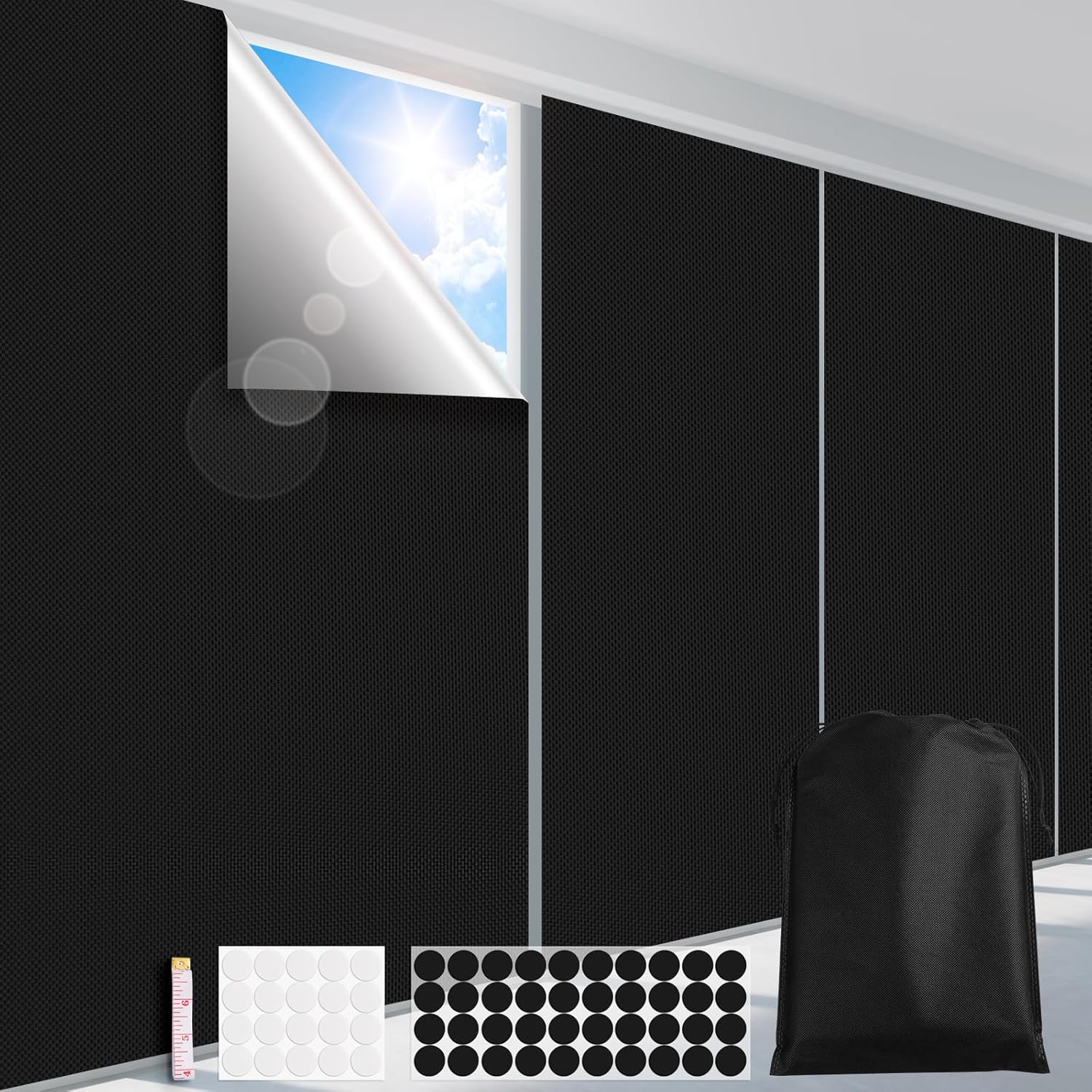Blackout Curtains for Bedroom - Portable 100% Black Out Film