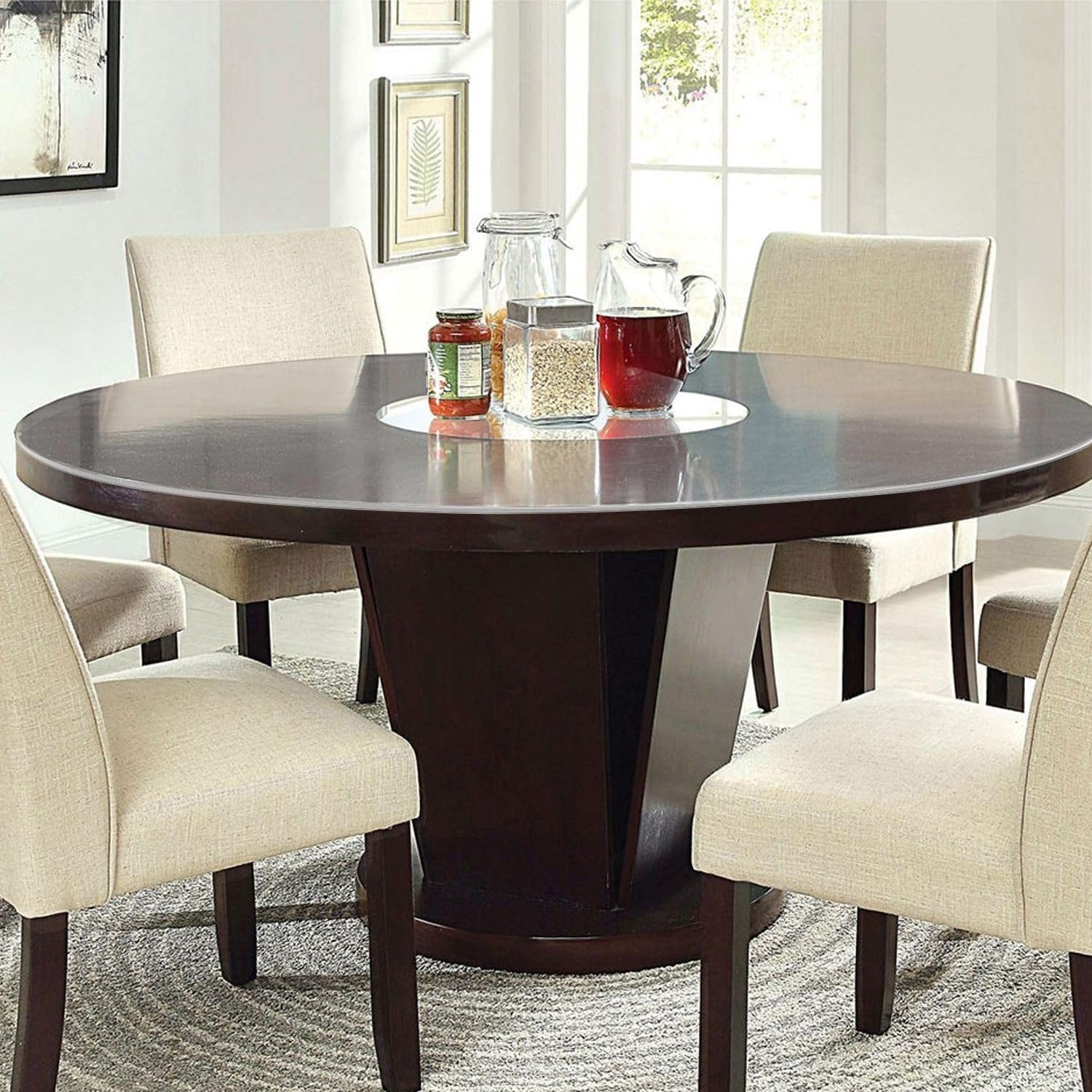 Round Clear Table Protector 47 Inch for Dining Room and More