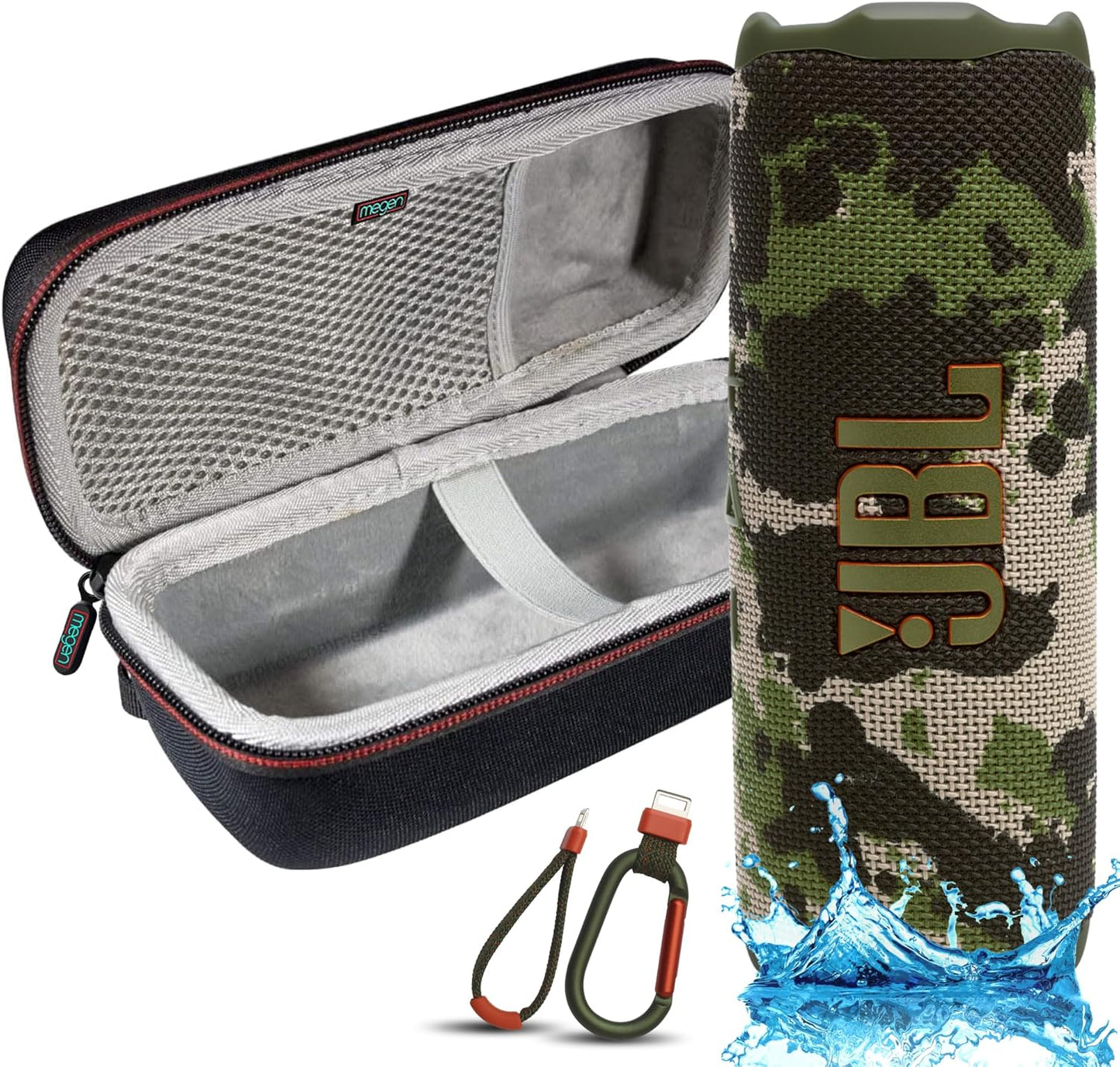 JBL Flip 7 Portable Bluetooth Speaker with Megen Case Bundle