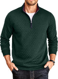 Mens Quarter Zip Pullover Mock Neck Quilted Sweatshirt for Men