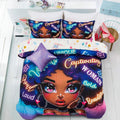 A Nice Night Full Comforter Set - Fashionable Black Girl Print Bedding