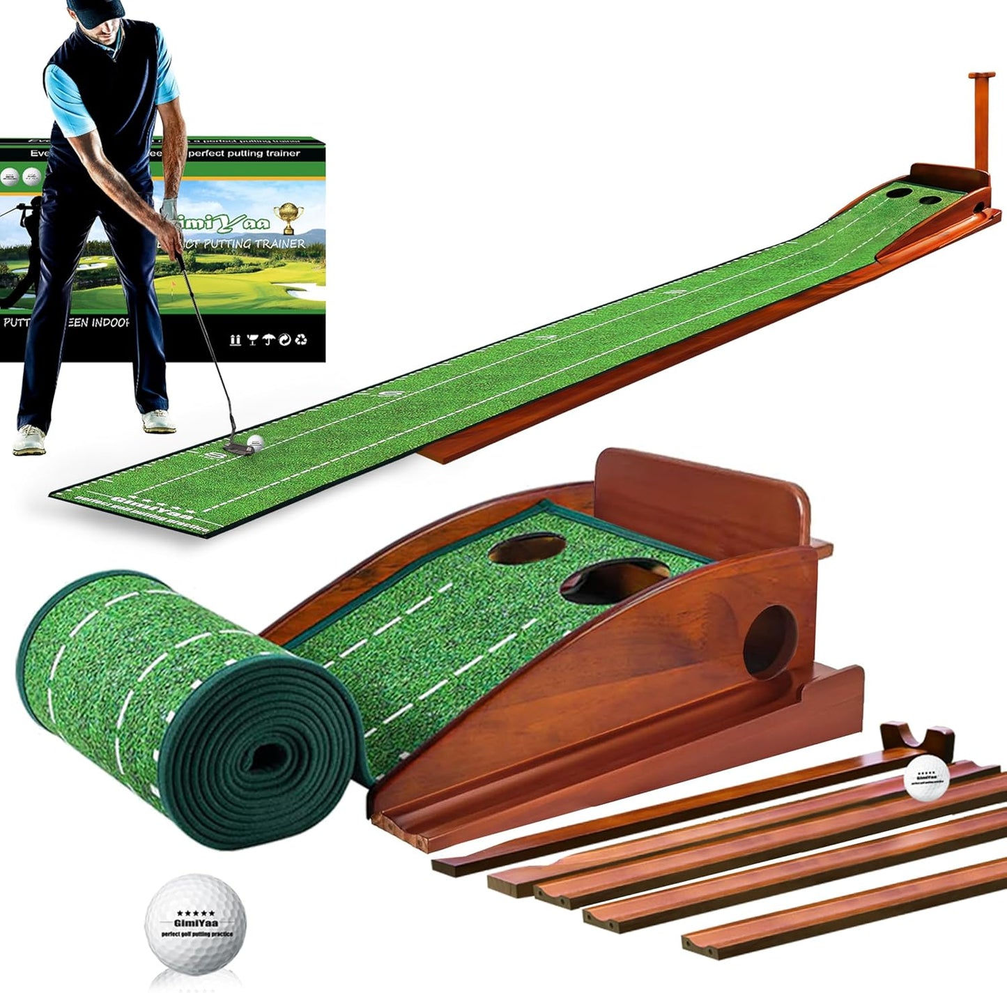 GimYaa Golf Putting Mat with Auto Ball Return for Indoor Use